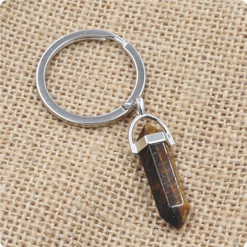 Crystal Healing Keychain – Genuine Gemstone Charm for Energy Protection & Intention