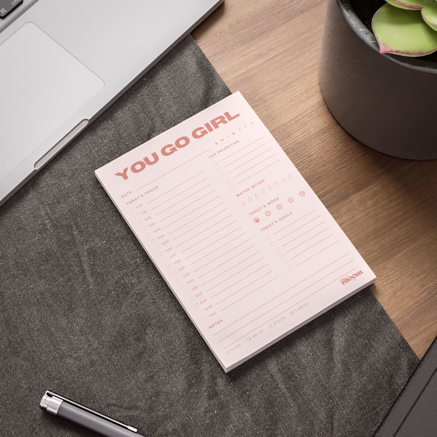 You Go Girl Daily Sticky Note Planner - Blush Pink