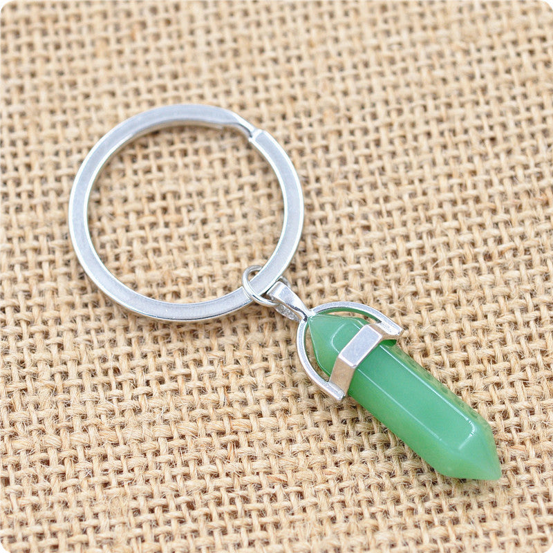 Crystal Healing Keychain – Genuine Gemstone Charm for Energy Protection & Intention