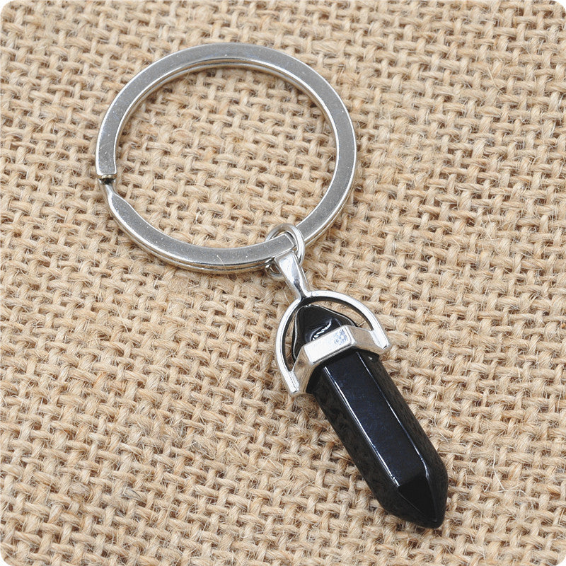 Crystal Healing Keychain – Genuine Gemstone Charm for Energy Protection & Intention