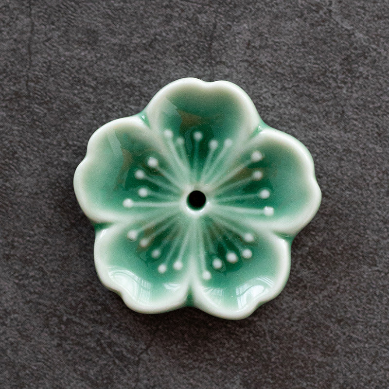 Ceramic Cherry Blossom Incense Holder – Minimalist Stick Burner for Meditation & Yoga