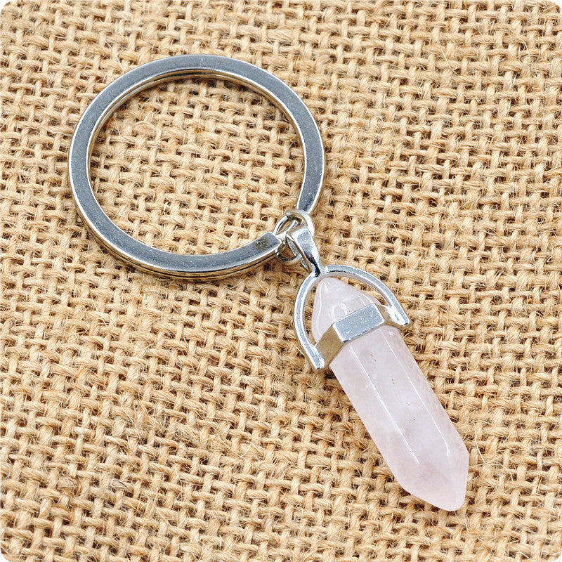 Crystal Healing Keychain – Genuine Gemstone Charm for Energy Protection & Intention