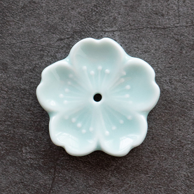 Ceramic Cherry Blossom Incense Holder – Minimalist Stick Burner for Meditation & Yoga