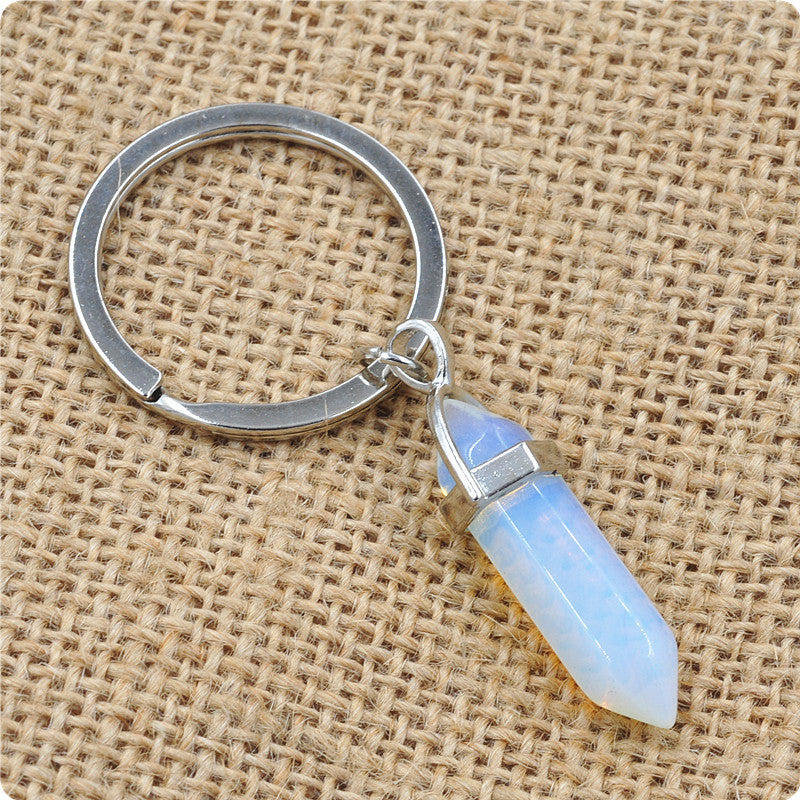 Crystal Healing Keychain – Genuine Gemstone Charm for Energy Protection & Intention