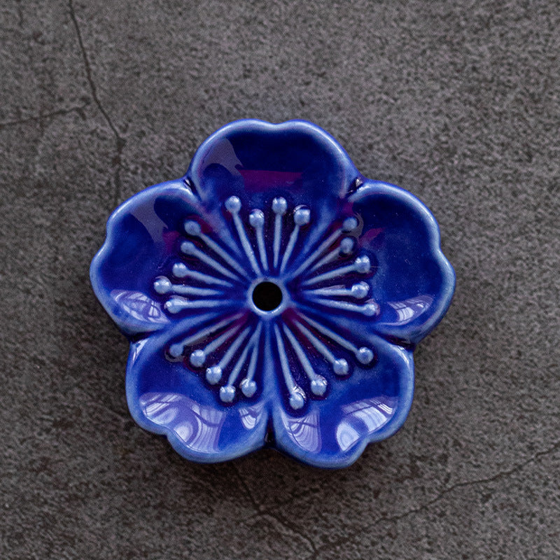 Ceramic Cherry Blossom Incense Holder – Minimalist Stick Burner for Meditation & Yoga