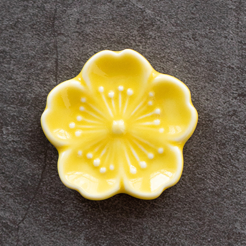 Ceramic Cherry Blossom Incense Holder – Minimalist Stick Burner for Meditation & Yoga