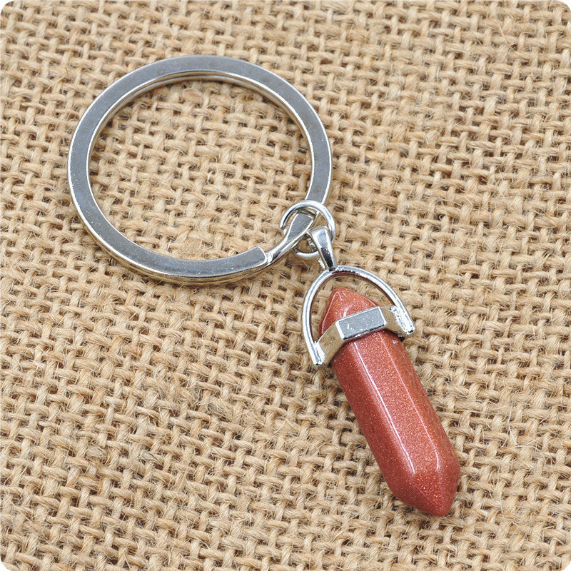 Crystal Healing Keychain – Genuine Gemstone Charm for Energy Protection & Intention