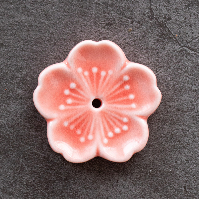 Ceramic Cherry Blossom Incense Holder – Minimalist Stick Burner for Meditation & Yoga