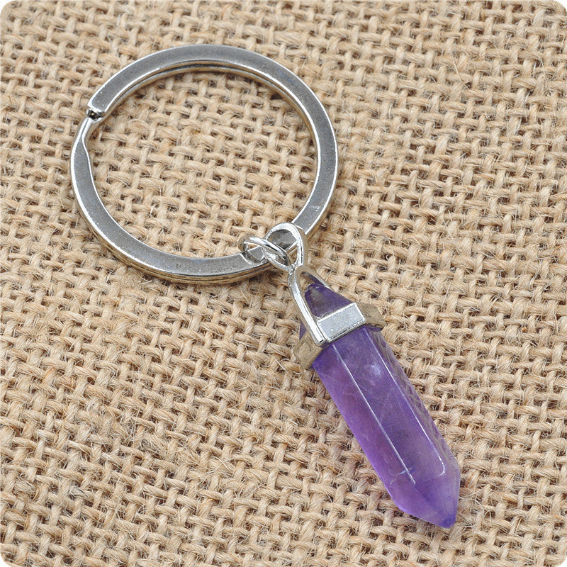 Crystal Healing Keychain – Genuine Gemstone Charm for Energy Protection & Intention