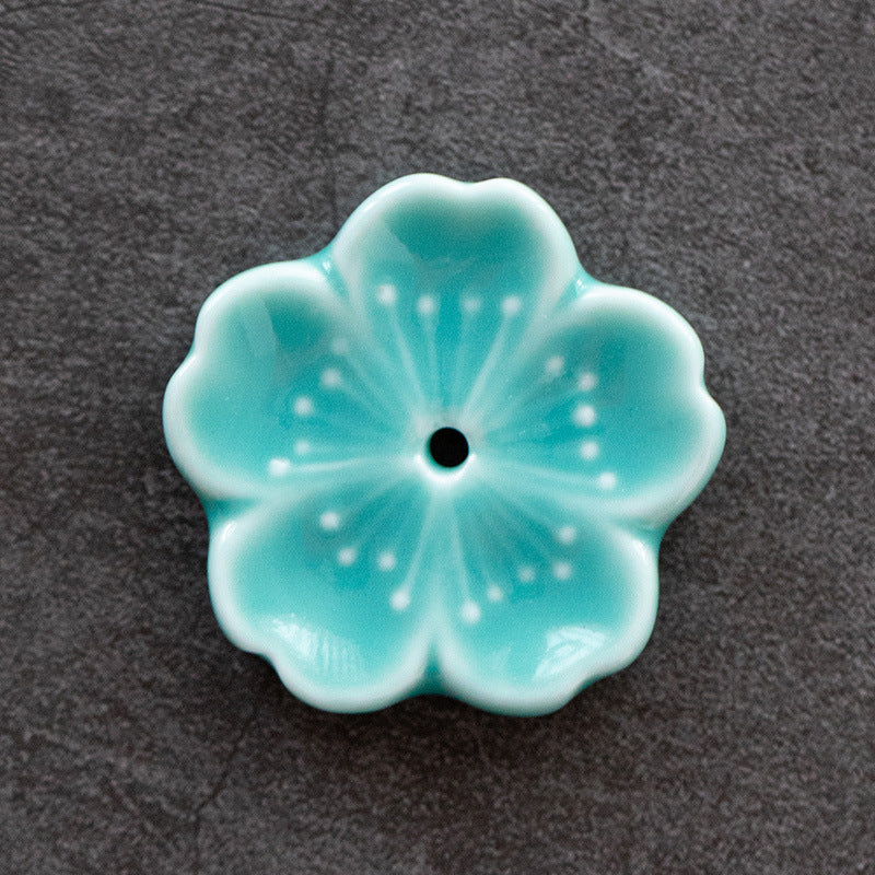 Ceramic Cherry Blossom Incense Holder – Minimalist Stick Burner for Meditation & Yoga