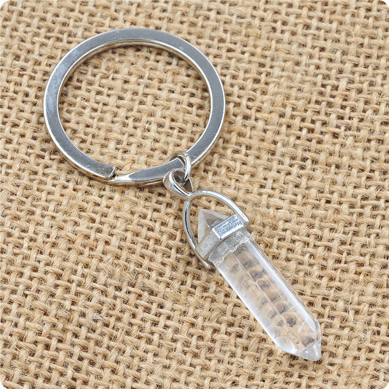 Crystal Healing Keychain – Genuine Gemstone Charm for Energy Protection & Intention
