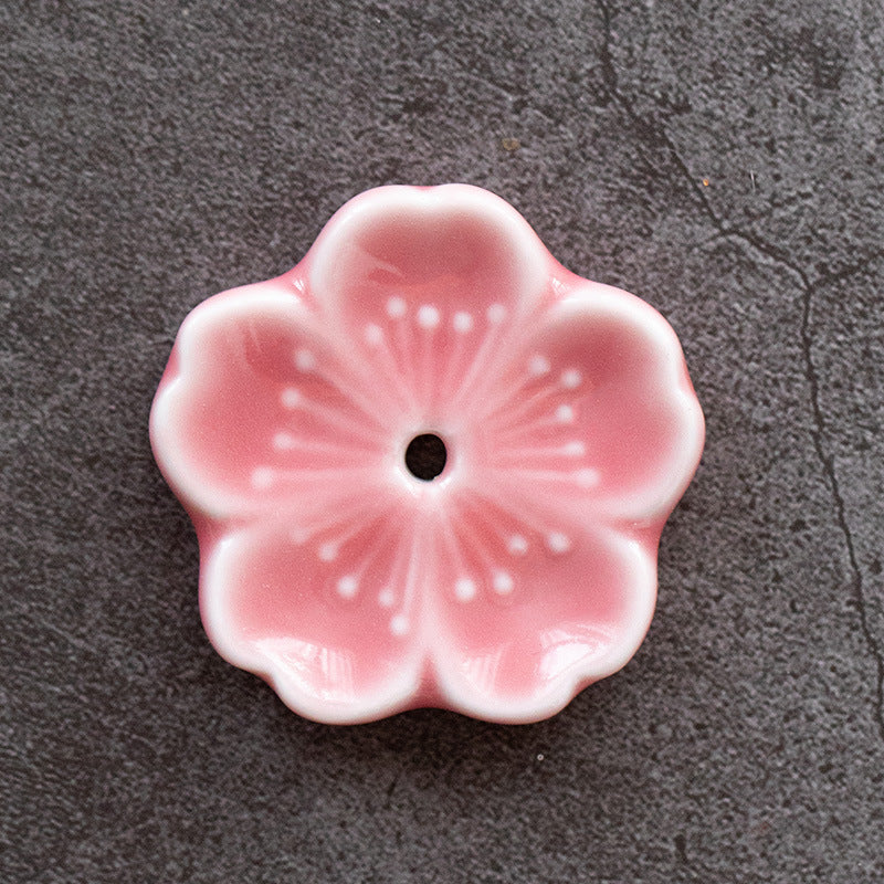 Ceramic Cherry Blossom Incense Holder – Minimalist Stick Burner for Meditation & Yoga