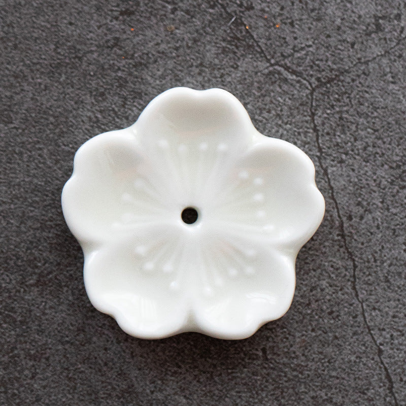Ceramic Cherry Blossom Incense Holder – Minimalist Stick Burner for Meditation & Yoga