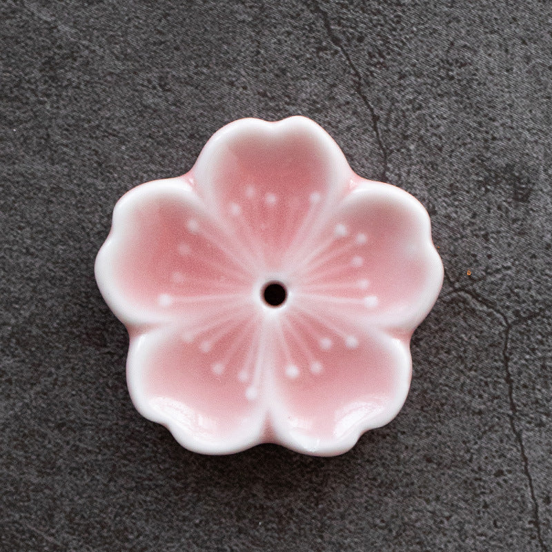 Ceramic Cherry Blossom Incense Holder – Minimalist Stick Burner for Meditation & Yoga