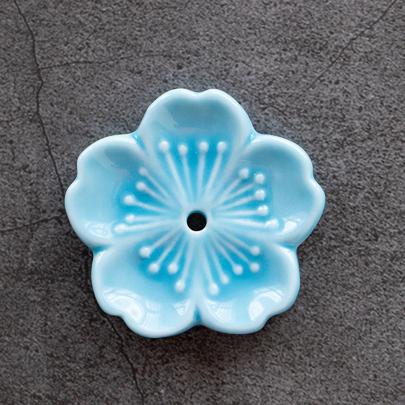 Ceramic Cherry Blossom Incense Holder – Minimalist Stick Burner for Meditation & Yoga