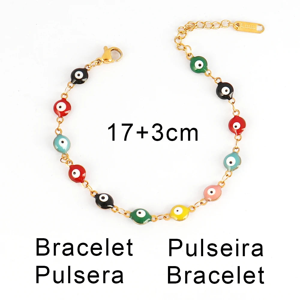 Evil Eye Bracelet | Stainless Steel Enamel Chain