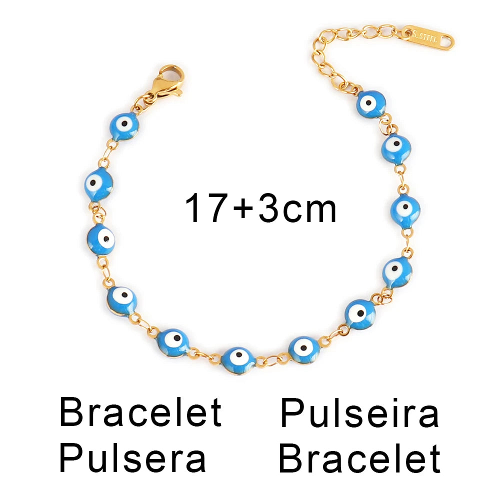 Evil Eye Bracelet | Stainless Steel Enamel Chain