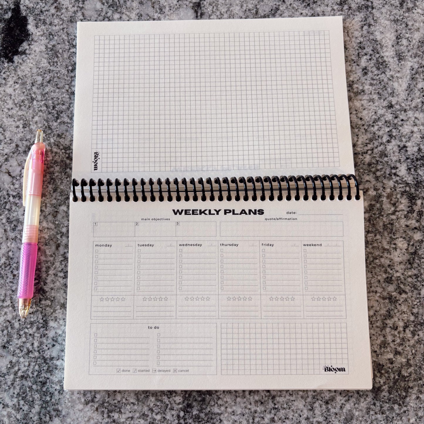 Weekly Planner – Undated Productivity & Goal Setting Journal - Celestial Blue