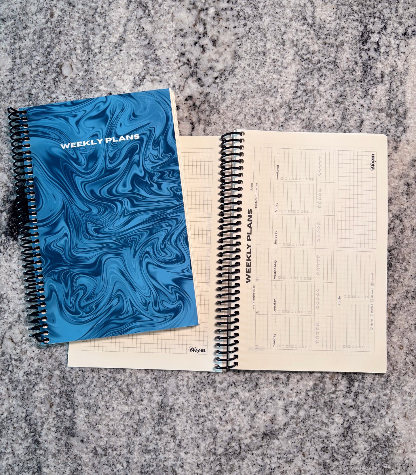 Weekly Planner – Undated Productivity & Goal Setting Journal - Celestial Blue