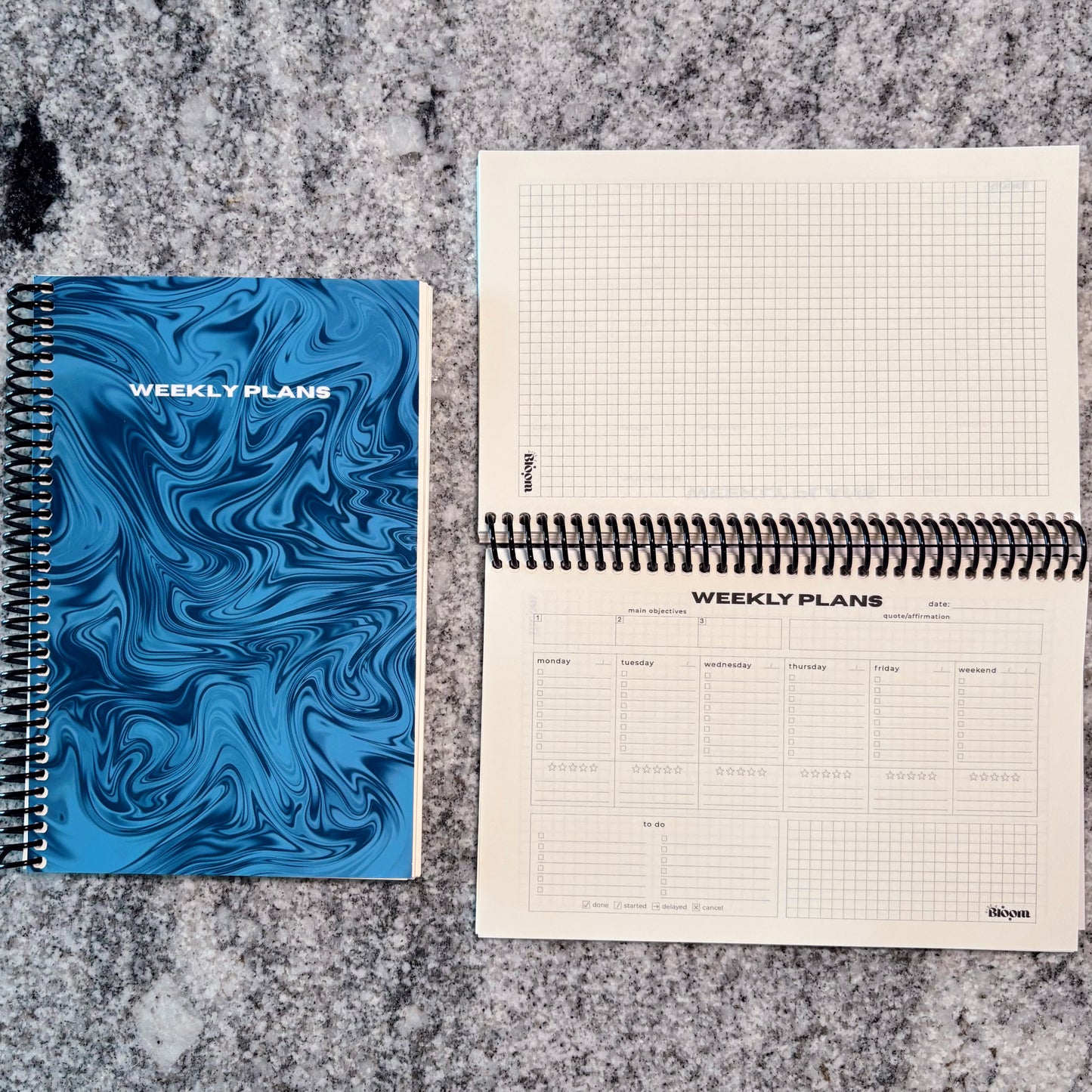 Weekly Planner – Undated Productivity & Goal Setting Journal - Celestial Blue