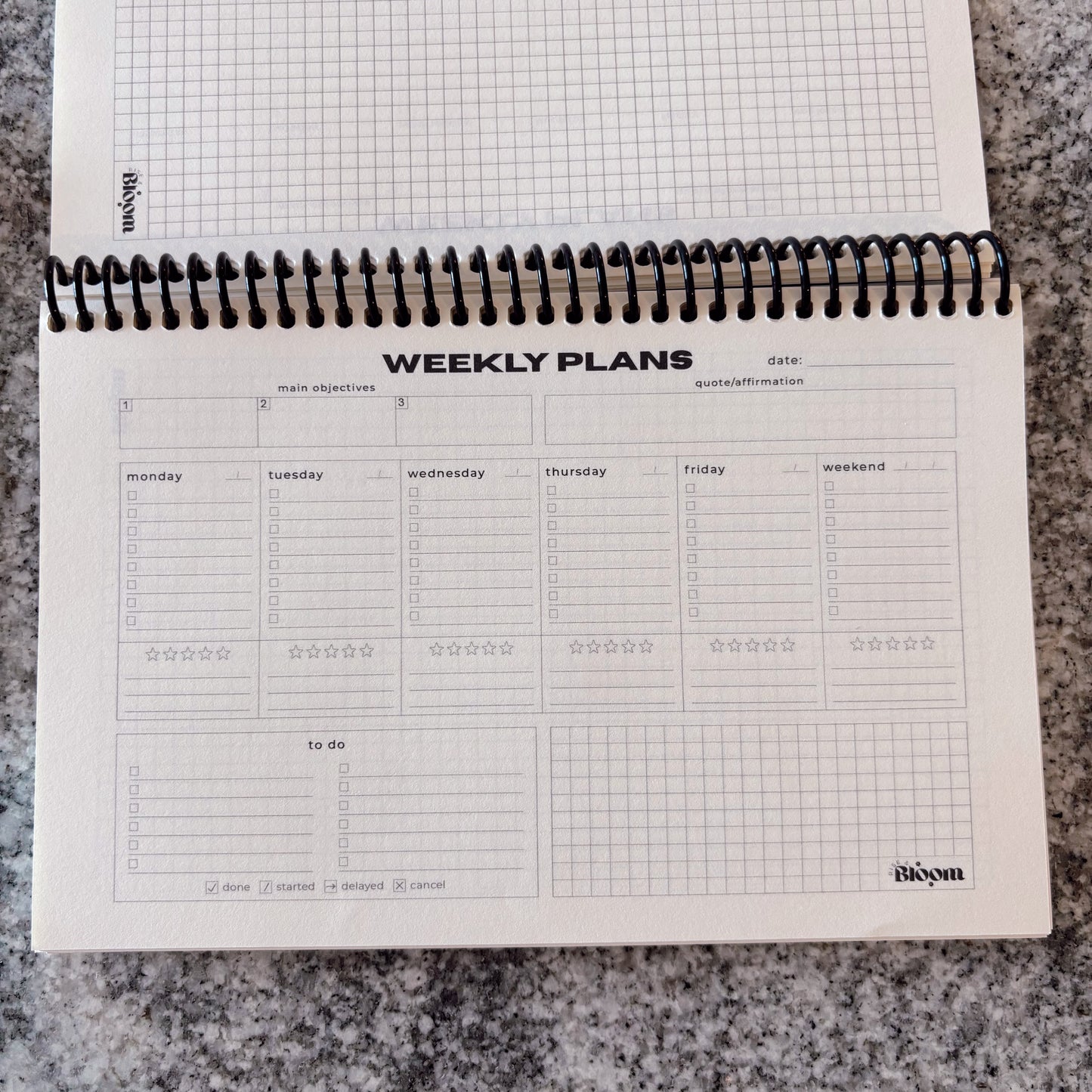 Weekly Planner – Undated Productivity & Goal Setting Journal - Celestial Blue