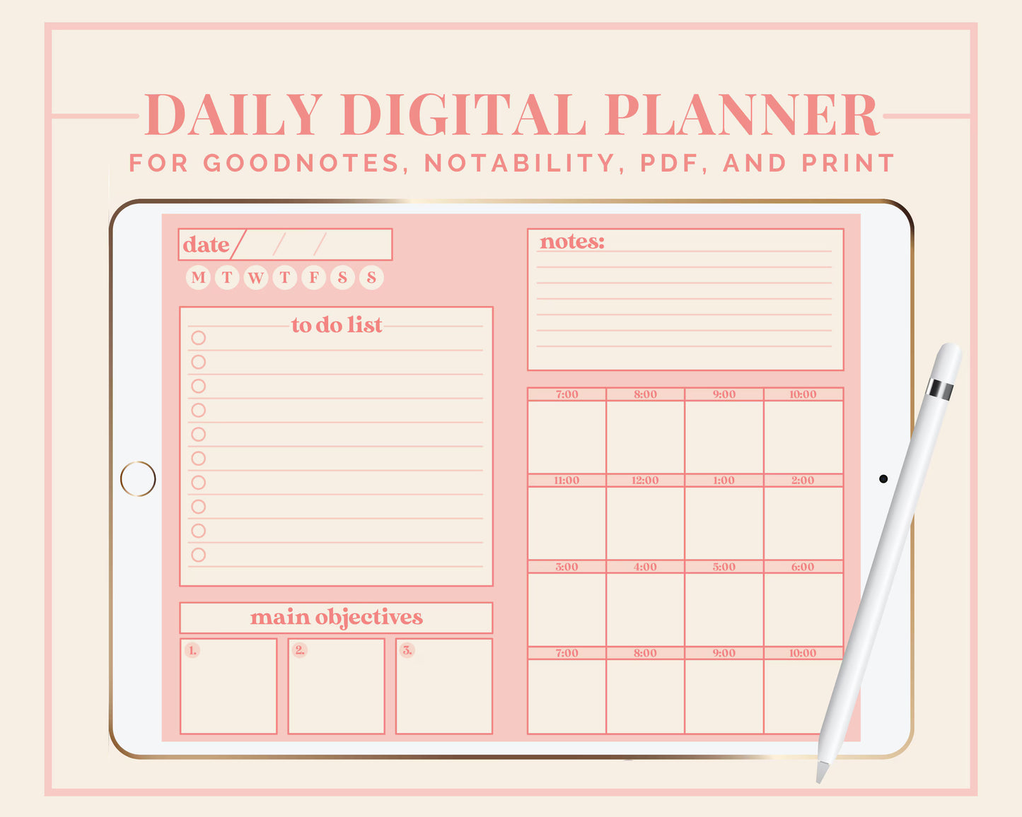Daily Digital Planner - Peachy Pink