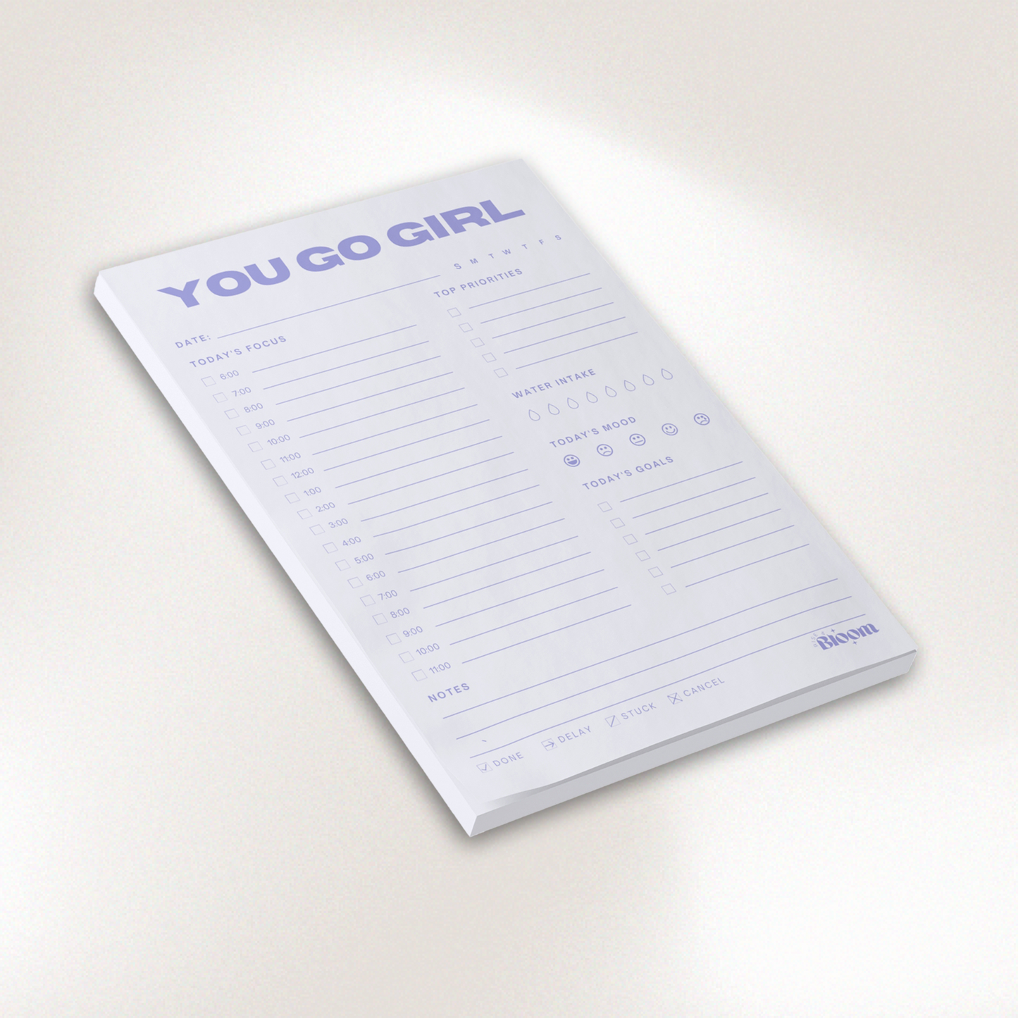 You Go Girl Daily Sticky Notepad Planner - Lavender Purple